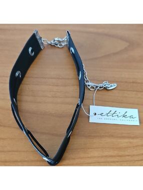 Ettika Black Leather Choker Necklace